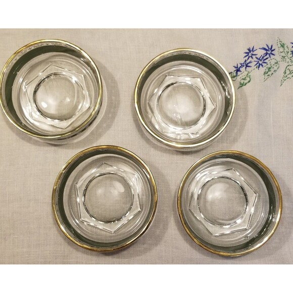 Vintage Jeannette Glass Green Hellenic Grecian Motif Fruit / Salad Bowl set of 4 - Picture 2 of 11